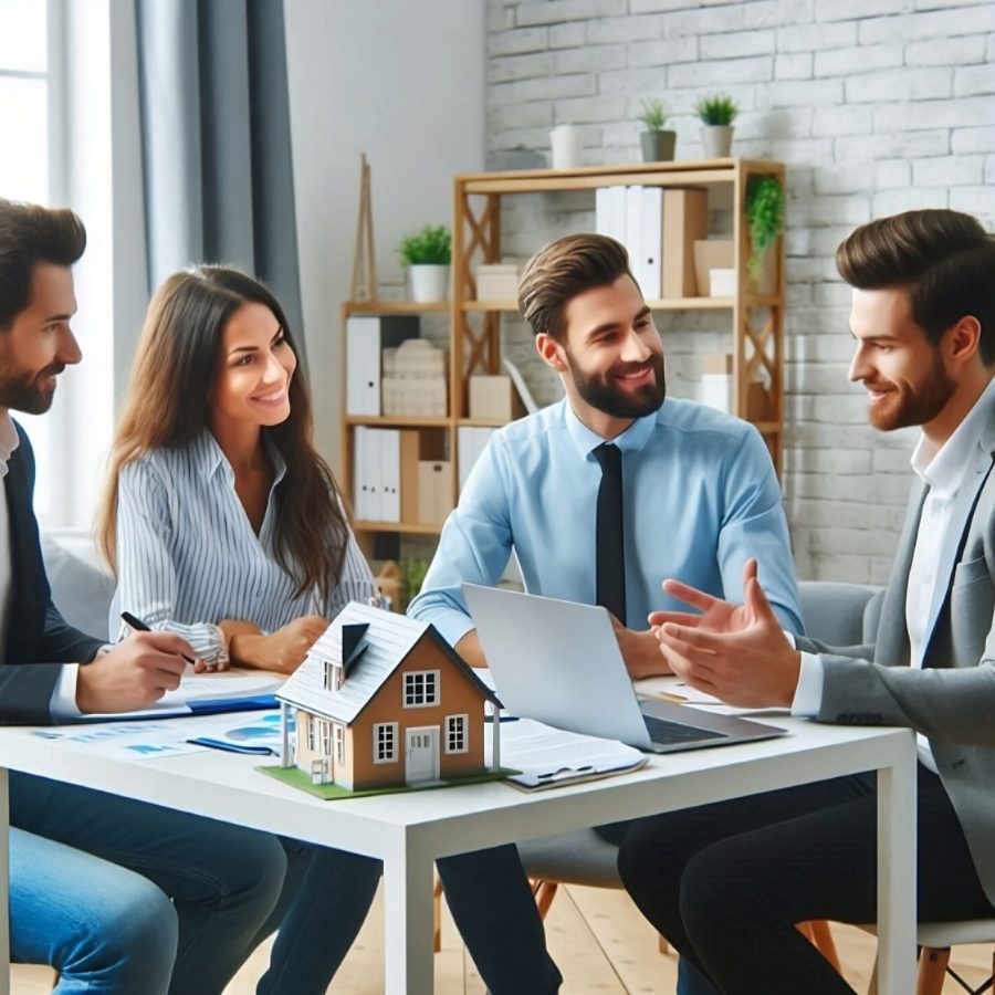 smiling-relator-congratulate-clients-with-house-buy-rental-realty-concept